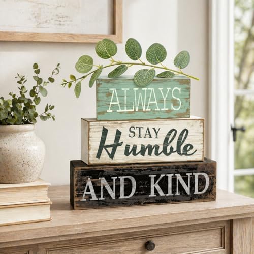 4pcs Farmhouse Table Decor, Always Stay Humble and Kind Inspirational Decor - Image 7