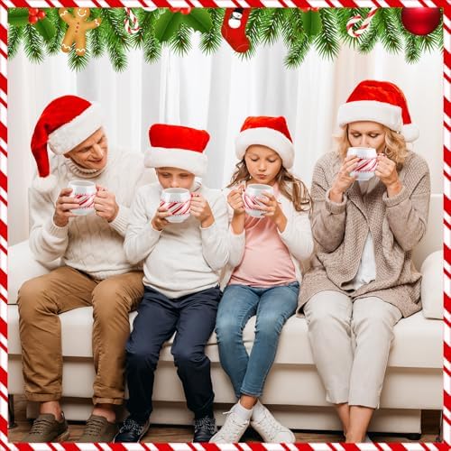 Layhit 6 Pcs Candy Cane Ceramic Mugs Christmas Coffee Mug Set Red White - Image 6