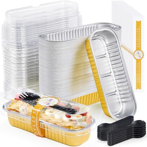 Gold Mini Loaf Pans with Lids, 6.8oz Aluminum Mini Cake Pan 60Pack by ZOXILEN