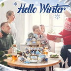 Shellwei 23 Pcs Christmas Tiered Tray Decor Set, Blue Snowman Wood Signs - Image 5
