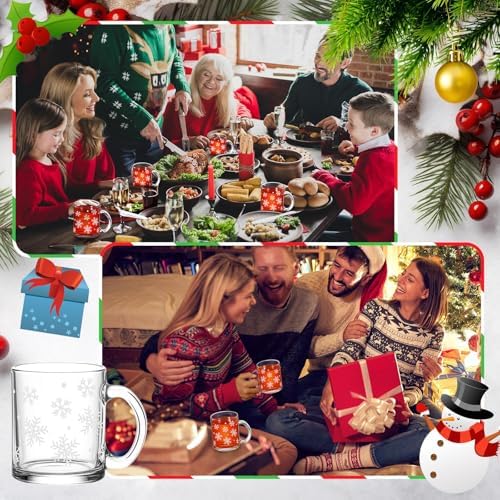 Maxcheck 6 Pack 12 oz Christmas Snowflake Coffee Mugs Glass Cups - Image 5