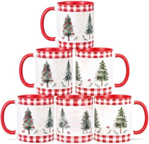 6 Pcs Christmas Tree Gift Mug 11oz for Women Mom by Acellegic