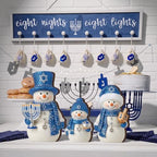 Suzile 3 Pcs Hanukkah Snowman Decorations Blue White Wooden Indoor Decor - Image 5