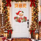 Christmas Decorations Vintage Santa Hanging Wood Sign for Front Door Decor - Image 2