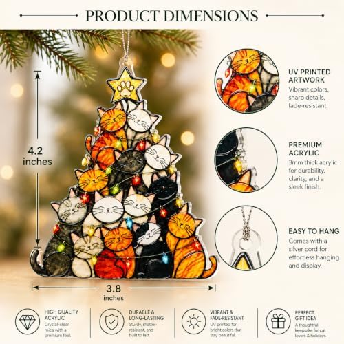 Funny Christmas Ornaments 2026 - Cat Lover Gifts for Women, Cat Ornaments for Christmas Tree,Funny Ornaments, Holiday Pet Decor - Image 6