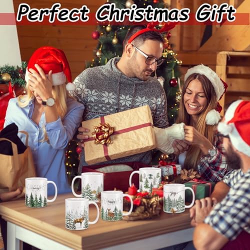 Didaey 6 Pcs Christmas Tree Mugs Winter Reindeer and Pine Tree Ceramic Cup - Image 6