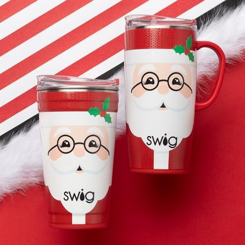 Swig Life 22oz Insulated Travel Mug with Handle & Lid, Mr Claus - Image 3