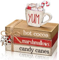 4 Pcs Christmas Table Decorations, Hot Cocoa Bar Wooden Signs by Anglechic