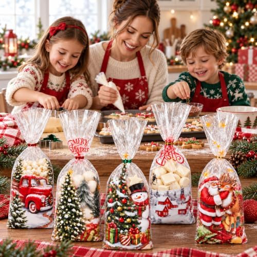 CCINEE 200PCS Christmas Cellophane Treat Bags for Holiday Party Favors - Image 7
