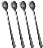 IQCWOOD Long Handle Ice Tea Spoons, 9-inch Black Coffee Stirrers, Stainless by IQCWOOD
