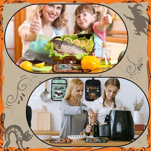 Jingmore 12 Pcs Halloween Pot Holders with Pocket Retro Housewarming Gifts - Image 6