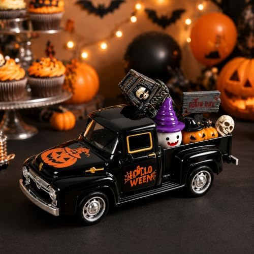 5 Inch Halloween Vintage Metal Truck Tiered Tray Decor - Image 3
