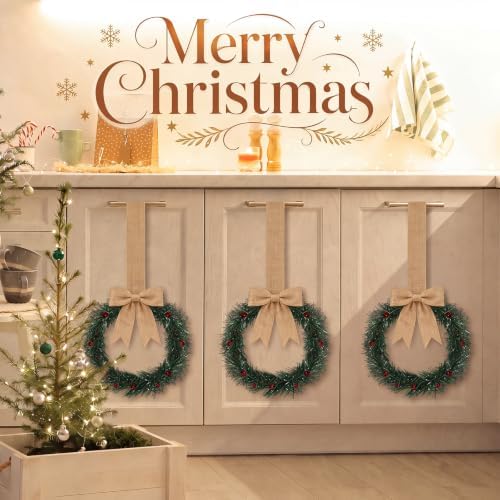 Retrowavy 12 Pcs Small Christmas Wreath, 8'', Snowy, Linen Color - Image 5