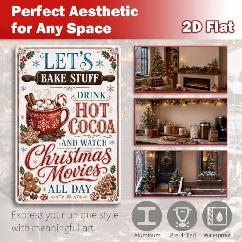 Christmas Kitchen Sign, Hot Cocoa Decor, Vintage Holiday Wall Art - Image 2