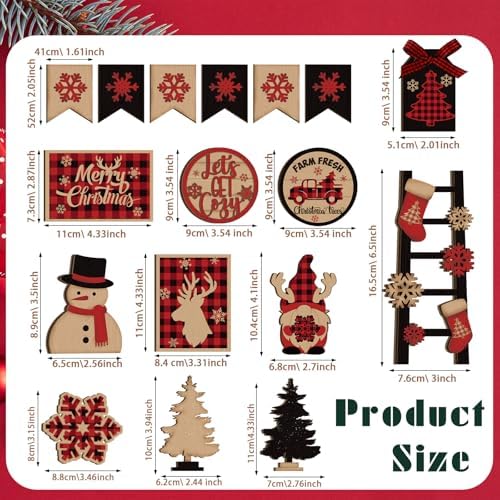 Funnymoom 17 Pcs Christmas Tiered Tray Decor Set Xmas Tray Decorations - Image 3