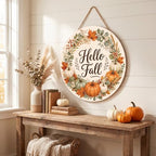 Thanksgiving Decorations - Hello Fall Wooden Wreaths for Front Door - Image 2