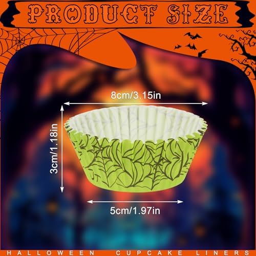 600 Pack Halloween Cupcake Liners Cupcake Wrappers Disposable Baking Cups Muffin Liners for Halloween Party Candy Cake Decorations Supplies (12 Styles) - Image 2