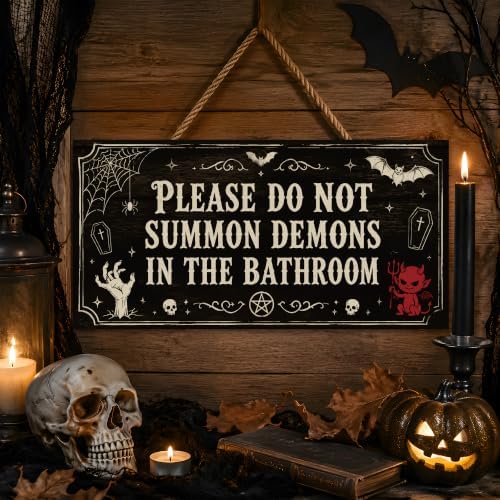 Halloween Decorations - Funny Wooden Sign for Wall Home Door Bathroom - Image 2