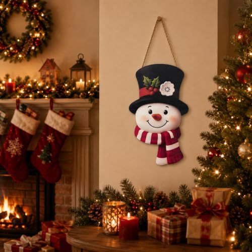 Christmas Decorations - Winter Snowman Wooden Welcome Sign for Front Door - Image 2