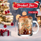 Maxcheck 6 Pack 12 oz Christmas Coffee Mugs, Gingerbread Glass Cups Bulk - Image 3