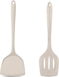 TeamFar Silicone Spatulas, Solid & Slotted Cooking Turner by TeamFar
