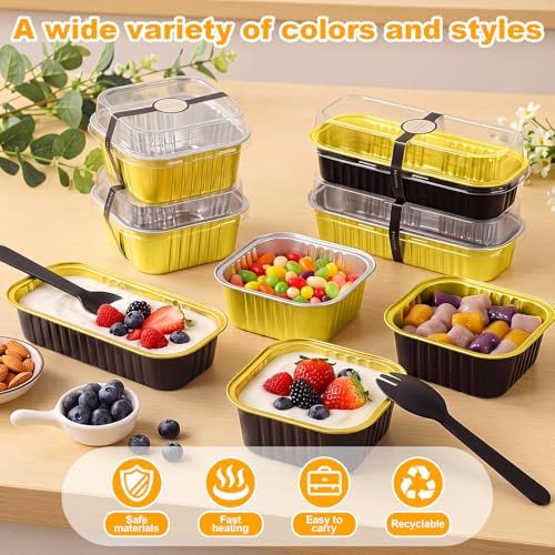 LemonRoad 240 Sets Black, Gold Mini Loaf Pan with Lids and Spoons - Image 3