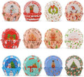 600 Pack Christmas Cupcake Liners Cupcake Wrappers Baking Cups Santa Holiday Paper Wraps Muffin Liners for Xmas Birthday Party Candy Cake Decorations Supplies(12 Styles) by Unknown