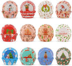 600 Pack Christmas Cupcake Liners Cupcake Wrappers Baking Cups Santa Holiday Paper Wraps Muffin Liners for Xmas Birthday Party Candy Cake Decorations Supplies(12 Styles) by Unknown