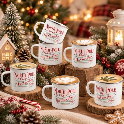 Yaomiao 50 Pcs North Pole Christmas Coffee Mugs, Stainless Steel, Enamel - Image 4