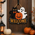 Halloween Party Decorations - Halloween Welcome Wreaths Sign for Front Door - Image 5