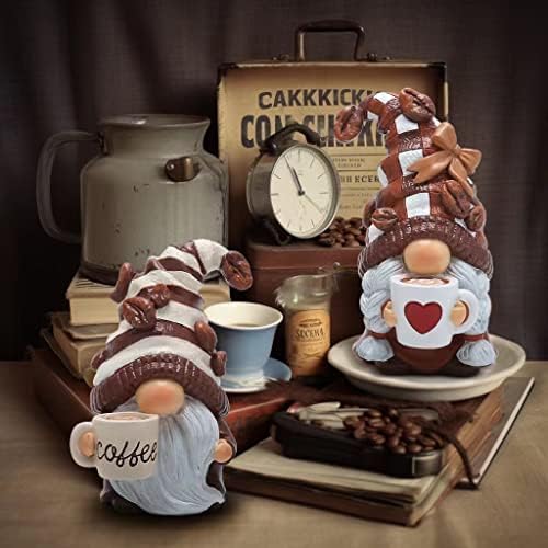 Hodao Coffee Bar Gnome Decor Set of 2 Resin Coffee Lover Gifts with Mugs - Image 6