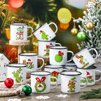 Chengu 12 Pack Enamel Coffee Mugs Green Christmas Cups, 12 oz Holiday - Image 3