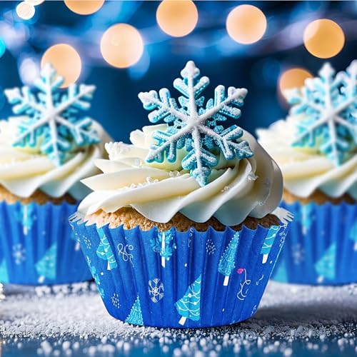 SANNIX 450pcs Winter Christmas Cupcake Liners Snowflakes Cupcake Wrappers - Image 3