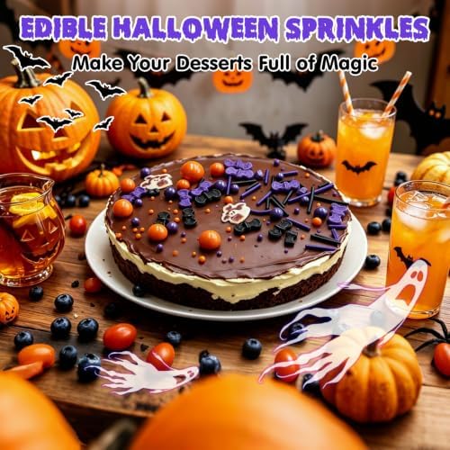 Edible Halloween Sprinkles,Orange Purple Black Sprinkle for Cake Decorating - Image 2