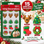 Oasis Supply Christmas Edible Cake Decorations, 15 Count – Holiday Candy Cupcake Toppers with Trees, Boots, Reindeer & Wreaths for Cakes, Cupcakes, Cookies & Desserts - Image 3