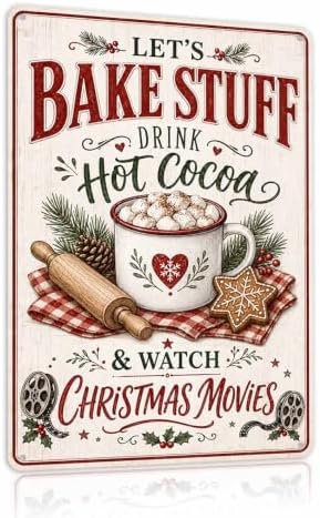 Christmas Baking Sign, Hot Cocoa Kitchen Decor, Vintage Wall Art by Unknown