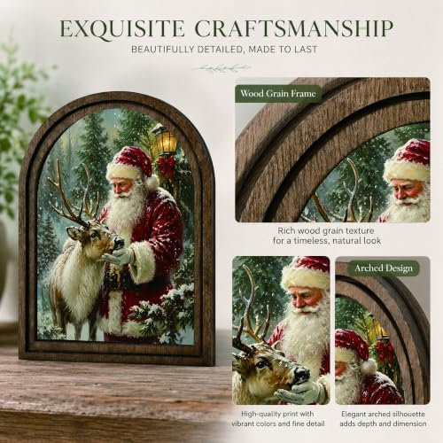 Santa Reindeer Arched Table Sign, Christmas Farmhouse Shelf Decor - Image 4