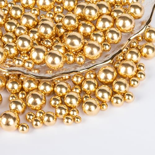 Gold Pearl Sprinkles,130g,Edible Candy Pearls for Baking Sprinkle Mix Size,Edible Sugar Cake Decorations,Cupcake Toppers,Cookie Donuts Ice Cream Decorating,Wedding Birthday Party by Sugarzy