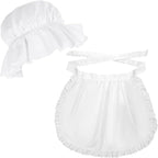 Tucnoeu 2pcs White Mob Cap Half Apron Halloween Colonial Costume Set Women by Unknown