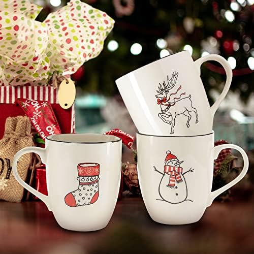 LEHAHA Christmas Coffee Mug Set of 6 – 16 oz Holiday Theme Ceramic Coffee Cups Perfect for Latte, Tea or Milk, walter,Winter Beverage,Give as a Christmas Gift to Family or Friends. - Image 2