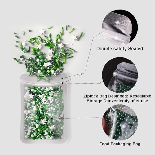 Green Sprinkles, Green White Cake Sprinkles Mix for Cakes, Cupcakes, 180g - Image 5