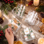 Bokon 4 Pcs Christmas Glass Coffee Mugs with Handle, 12 oz - Image 4