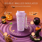 YOME 17oz Halloween Ceramic Lined Insulated Coffee Mug with Infuser for Women Gift | One-handed Pop Open Lid | Stainless Steel |Keep Drinks Cold and Hot| 100% Leak Proof - Image 6