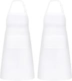 NLUS 2 Pack White Aprons with 2 Pockets by NLUS