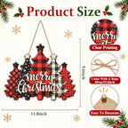 Christmas Decorations Buffalo Plaid Christmas Tree Hanging Wooden Sign - Image 3