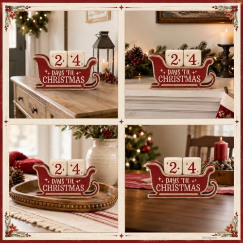 Christmas Decorations Indoor, 4pcs Christmas Countdown Home Decor - Image 6