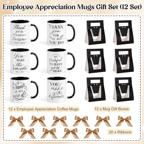 LemonRoad 6 Set Employee Appreciation Gifts 12 oz Thank You Mug and Mug Box - Image 2