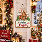 Christmas Decorations Gingerbread House Hanging Wooden Front Door Sign - Image 4