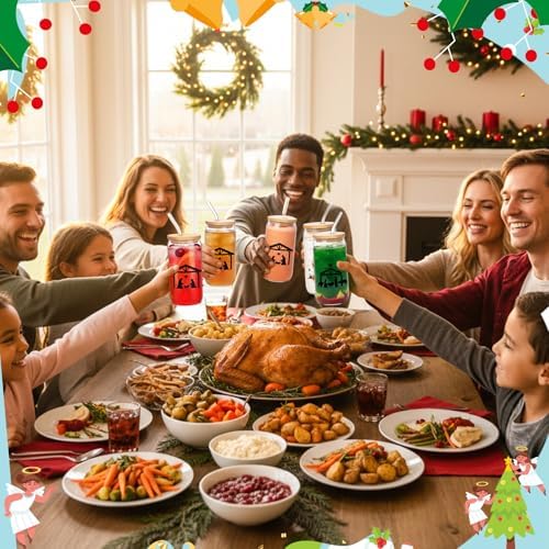 Vesici 6 Pcs Christmas Christian Gift 16 oz Nativity Glass Cups with Lid Straw and Stopper Christian Coffee Cup Tumbler Religious Gifts with Cards and Bow for Women Church Christmas Party Favor - Image 4