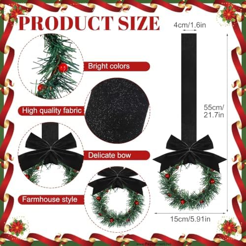 Retrowavy 12 Pcs Small Christmas Kitchen Cabinet Wreaths with Ribbon - Image 2